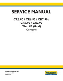 New Holland CR6.80, CR6.90, CR7.90, CR8.90, CR9.90 Tier 4B combinar manual de serviço em pdf - New Holland Agricultura manuai...