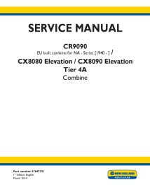 New Holland CR9090, CX8080, CX8090 combine el manual de servicio en pdf - Agricultura de Nueva Holanda manuales - NH-47695751