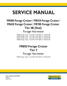 New Holland FR480, FR550, FR650, FR780, FR850 Forage Cruiser ensileuse manuel d'entretien pdf - Nouvelle-Hollande Agriculture...