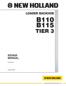 Manual de reparo em pdf da retroescavadeira New Holland B110, B115 Tier 3 - Construção New Holland manuais - NH-87643850NAR0