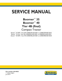 Manuel d'entretien pdf du tracteur compact New Holland Boomer 35, 40 Tier 4B - Nouvelle-Hollande Agriculture manuels - NH-481...