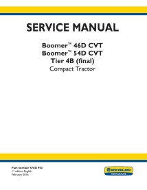 Manual de serviço em pdf para trator compacto New Holland Boomer 46D, 54D CVT Tier 4B - New Holland Agricultura manuais - NH-...