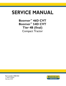 New Holland Boomer 46D, 54D CVT Tier 4B tractor compacto manual de servicio pdf - Agricultura de Nueva Holanda manuales - NH-...