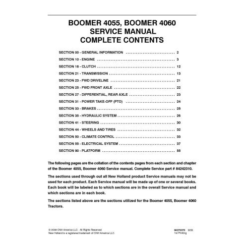 New Holland Boomer 4055, 4060 tractor compacto manual de servicio pdf - Agricultura de Nueva Holanda manuales - NH-84242310