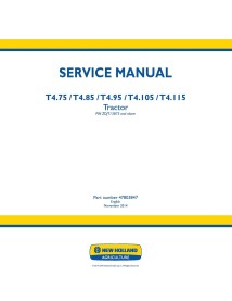 Manual de serviço pdf do trator New Holland T4.75, T4.85, T4.95, T4.105, T4.115 - New Holland Agricultura manuais - NH-47803847