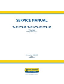 New Holland T4.75, T4.85, T4.95, T4.105, T4.115 tractor pdf service manual  - New Holland Agriculture manuals