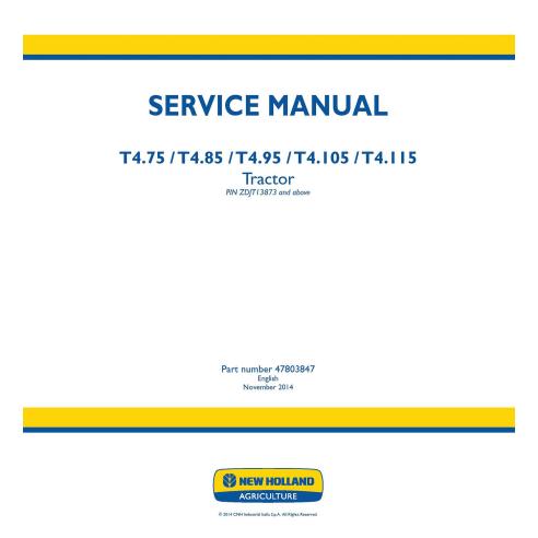 Manual de serviço pdf do trator New Holland T4.75, T4.85, T4.95, T4.105, T4.115 - New Holland Agricultura manuais - NH-47803847