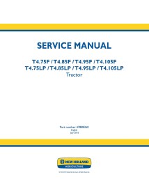 Manuel d'entretien pdf du tracteur New Holland T4.75F, T4.85F, T4.95F, T4.105F, T4.75LP, T4.85LP, T4.95LP, T4.105LP - Nouvell...