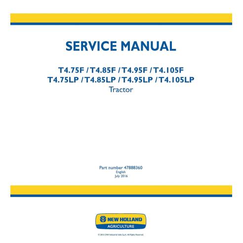 New Holland T4.75F, T4.85F, T4.95F, T4.105F, T4.75LP, T4.85LP, T4.95LP, T4.105LP tractor pdf service manual  - New Holland Ag...
