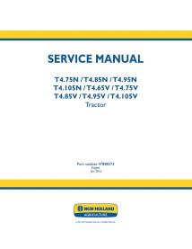 Manuel d'entretien pdf du tracteur New Holland T4.75N, T4.85N, T4.95N, T4.105N, T4.65V, T4.75V, T4.85V, T4.95V, T4.105V - Nou...