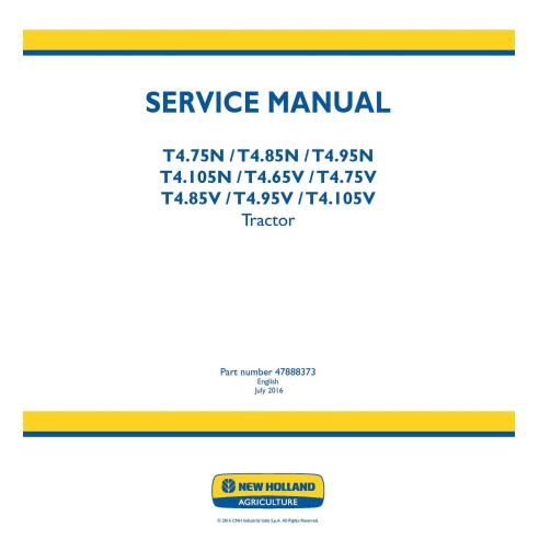 New Holland T4.75N, T4.85N, T4.95N, T4.105N, T4.65V, T4.75V, T4.85V, T4.95V, T4.105V manual de serviço de trator em pdf - New...