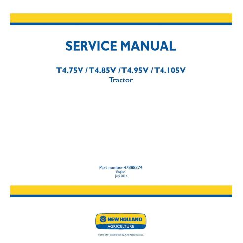 Manual de serviço pdf do trator New Holland T4.75V, T4.85V, T4.95V, T4.105V - New Holland Agricultura manuais - NH-47888374