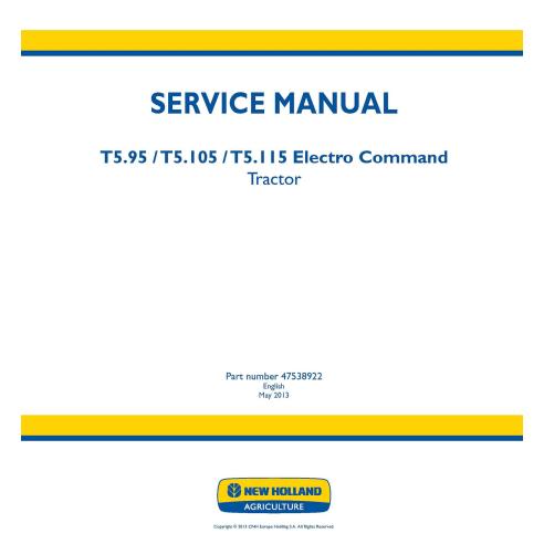 Manual de serviço pdf do trator New Holland T5.95, T5.105, T5.115 Electro Command - New Holland Agricultura manuais - NH-4753...