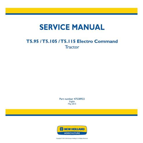 New Holland T5.95, T5.105, T5.115 Electro Command tractor pdf manual de servicio - New Holand Agricultura manuales - NH-47538922