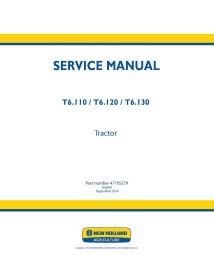 Manual de serviço pdf do trator New Holland T6.110, T6.120, T6.130 - New Holland Agricultura manuais - NH-47705279