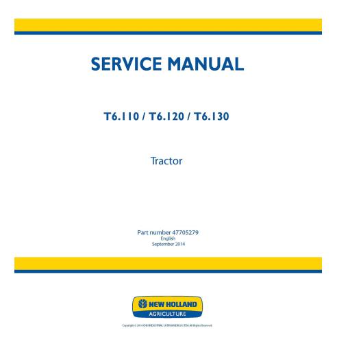 Manual de serviço pdf do trator New Holland T6.110, T6.120, T6.130 - New Holland Agricultura manuais - NH-47705279