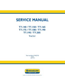 New Holland T7.140, T7.150, T7.165, T7.175, T7.180, T7.190, T7.195, T7.205 tractor pdf manual de servicio - Agricultura de Nu...