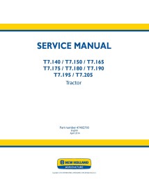 New Holland T7.140, T7.150, T7.165, T7.175, T7.180, T7.190, T7.195, T7.205 tractor pdf service manual  - New Holland Agricult...