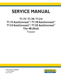 Manual de serviço em pdf do trator New Holland T7.175, T7.190, T7.195, T7.205 AutoVommand Tier 4B - New Holland Agricultura m...