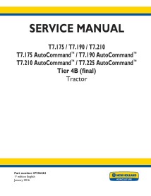 New Holland T7.175, T7.190, T7.195, T7.205 AutoVommand Tier 4B tractor pdf service manual  - New Holland Agriculture manuals ...