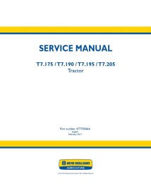 Manuel d'entretien pdf du tracteur New Holland T7.175, T7.190, T7.195, T7.205 - Nouvelle-Hollande Agriculture manuels - NH-47...