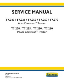 Manuel d'entretien pdf du tracteur New Holland T7.220, T7.235, T7.250, T7.260, T7.270 Auto / Power Command - Nouvelle-Holland...