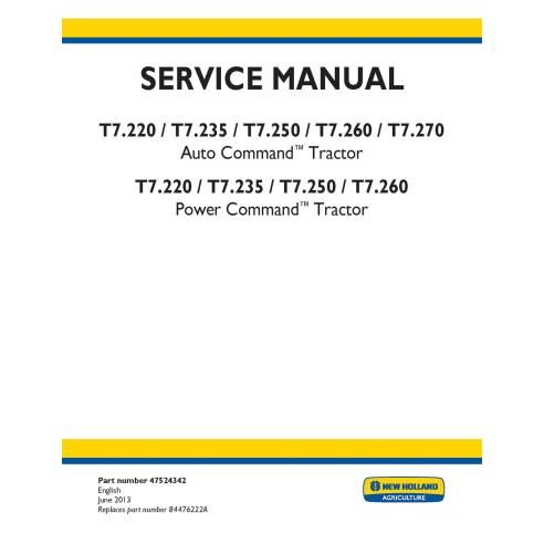 Manual de serviço em pdf do trator New Holland T7.220, T7.235, T7.250, T7.260, T7.270 Auto / Power Command do trator - New Ho...