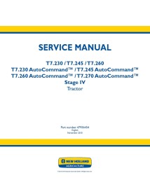 New Holland T7.230, T7.245, T7.260 AutoCommand Stage IV tractor pdf service manual  - New Holland Agriculture manuals - NH-47...