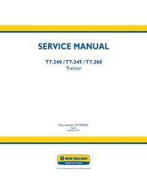 Manuel d'entretien pdf des tracteurs New Holland T7.240, T7.245, T7.260 - Nouvelle-Hollande Agriculture manuels - NH-47770440A