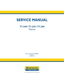 New Holland T7.240, T7.245, T7.260 tractor pdf service manual  - New Holland Agriculture manuals - NH-47770440A