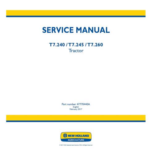 Manual de serviço pdf do trator New Holland T7.240, T7.245, T7.260 - New Holland Agricultura manuais - NH-47770440A