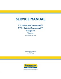 Manual de serviço em pdf do trator New Holland T7.290, T7.315 AutoCommand Stage IV - New Holland Agricultura manuais - NH-481...