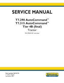 New Holland T7.290, T7.315 AutoCommand Tier 4B tractor pdf service manual  - New Holland Agriculture manuals - NH-48193174
