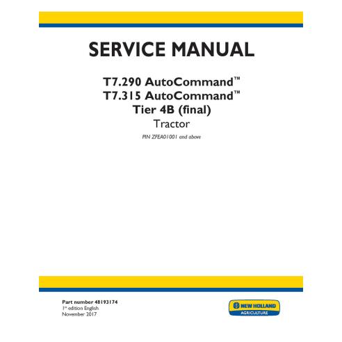 New Holland T7.290, T7.315 AutoCommand Tier 4B tractor manual de servicio pdf - Agricultura de Nueva Holanda manuales - NH-48...
