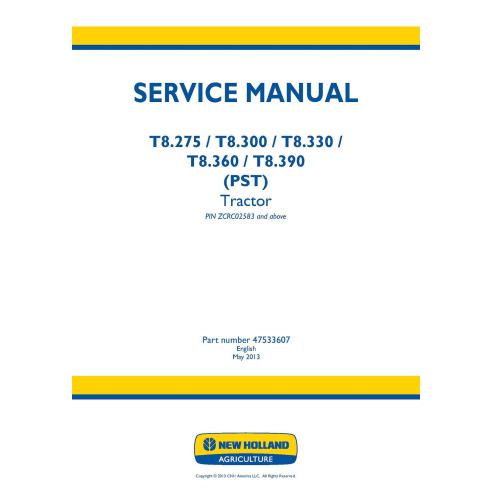 Manual de serviço em pdf do trator New Holland T8.275, T8.300, T8.330, T8.360, T8.390 PST PST - New Holland Agricultura manua...