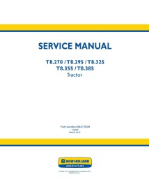 Manual de serviço pdf do trator New Holland T8.270, T8.295, T8.325, T8.355, T8.385 - New Holland Agricultura manuais - NH-844...