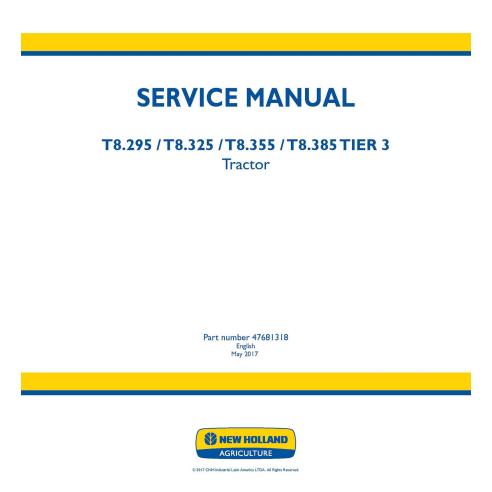 New Holland T8.295, T8.325, T8.355, T8.385 TIER 3 tractor pdf manual de servicio - Agricultura de Nueva Holanda manuales - NH...
