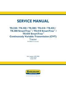 New Holland T8.320, T8.350, T8.380, T8.410, T8.435, T8.380, T8.410, T8.435 SmartTrax CVT PIN ZFRE031231 + tractor pdf service...