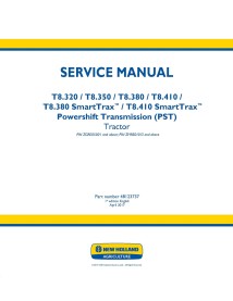 Manuel d'entretien pdf du tracteur New Holland T8.320, T8.350, T8.380, T8.410, T8.380, T8.410 SmartTrax PST PIN ZGRE05001+, -...