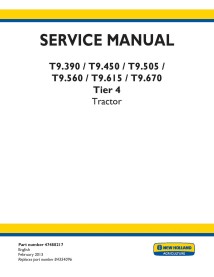 Manuel d'entretien pdf du tracteur New Holland T9.390, T9.450, T9.505, T9.560, T9.615, T9.670 Tier 4 - Nouvelle-Hollande Agri...