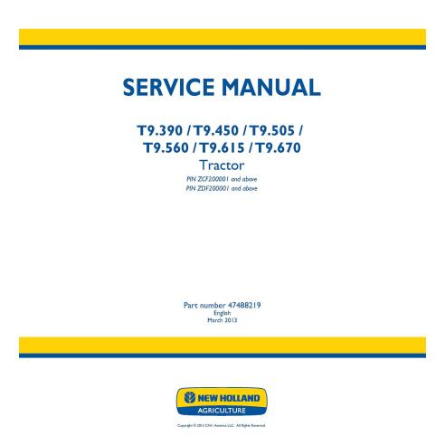New Holland T9.390, T9.450, T9.505, T9.560, T9.615, T9.670 tractor pdf service manual  - New Holland Agriculture manuals - NH...