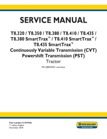 New Holland T8.320, T8.350, T8.380, T8.410, T8.435 PST/CVT pin ZJRE04001+ tractor pdf service manual  - New Holland Agricultu...