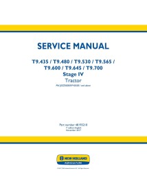 Manuel d'entretien pdf du tracteur New Holland T9.435, T9.480, T9.530, T9.565, T9.600, T9.645, T9.700 Tier 4B - Nouvelle-Holl...