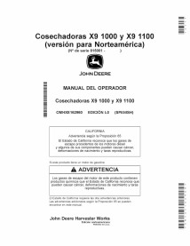 John Deere X9 1000 and X9 1100 combine pdf operator's manual ES - John Deere manuals - JD-OMHXE162960