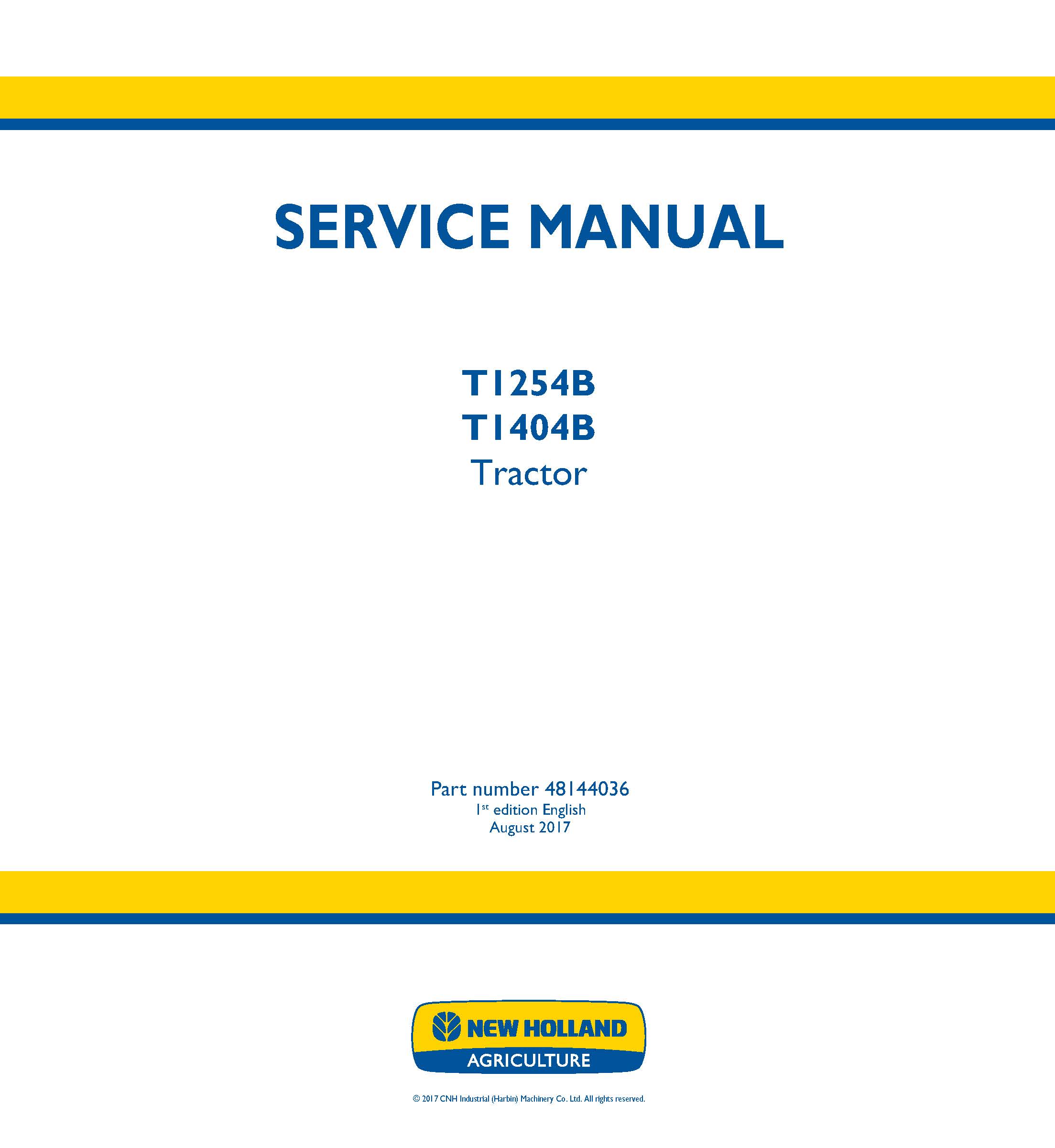 New Holland T1254B, T1404B tractor pdf service manual