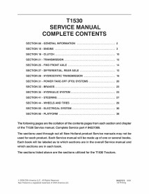 Manual de serviço pdf do trator New Holland T1530 - New Holland Agricultura manuais - NH-84227369