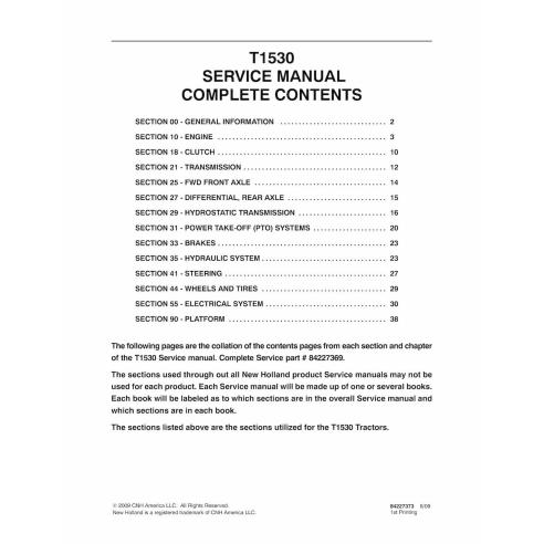 Manual de serviço pdf do trator New Holland T1530 - New Holland Agricultura manuais - NH-84227369