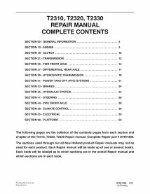 Manual de reparo pdf do trator New Holland T2310, T2320, T2330 - New Holland Agricultura manuais - NH-87491390