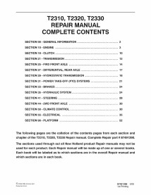 New Holland T2310, T2320, T2330 tractor pdf repair manual  - New Holland Agriculture manuals - NH-87491390
