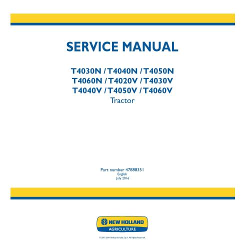 Manuel d'entretien pdf du tracteur New Holland T4030N, T4040N, T4050N, T4060N, T4020V, T4030V, T4040V, T4050V, T4060V - Nouve...